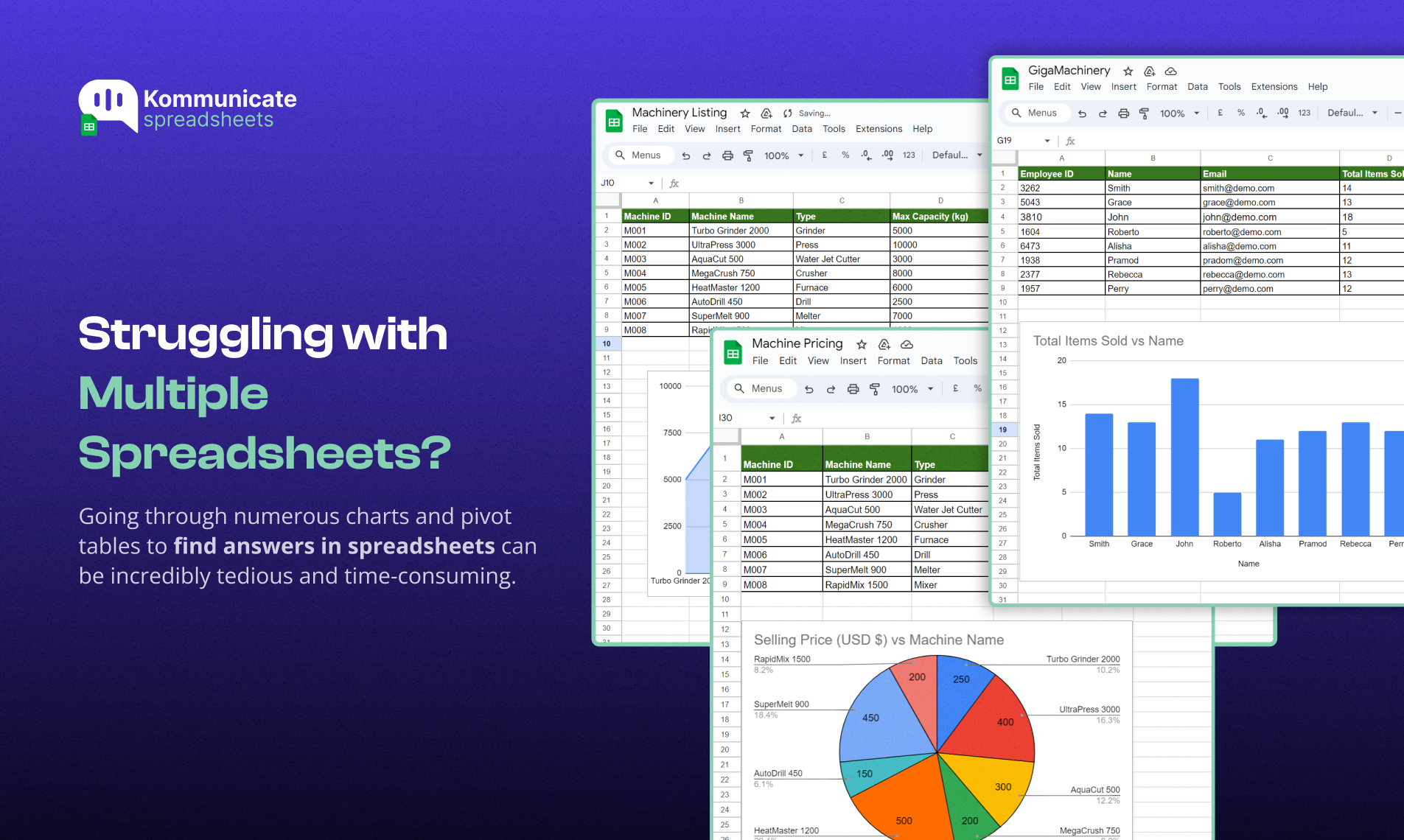 Kommunicate with Spreadsheets