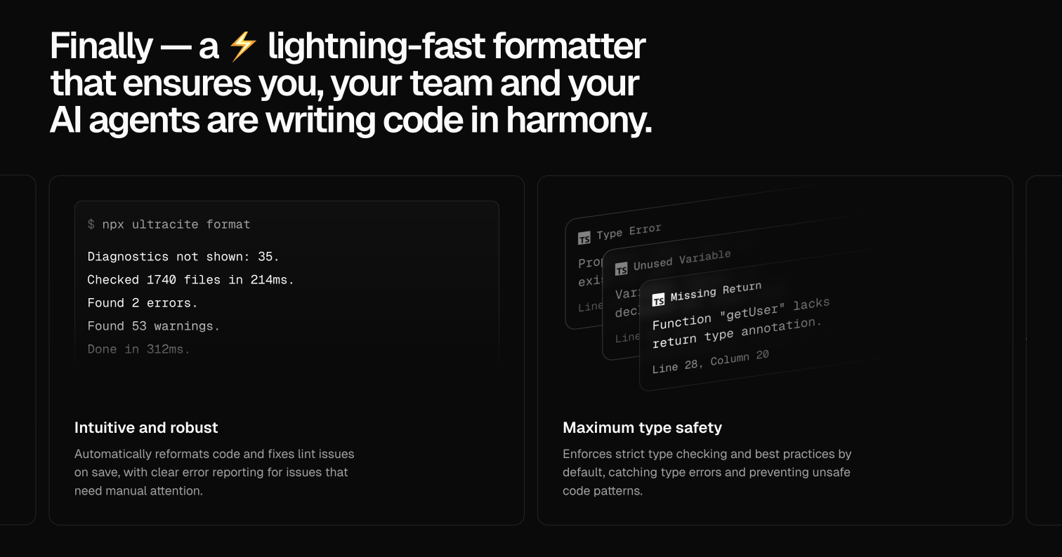 Ultracite - Formattazione di codice veloce e automatizzata per le app JavaScript media 3