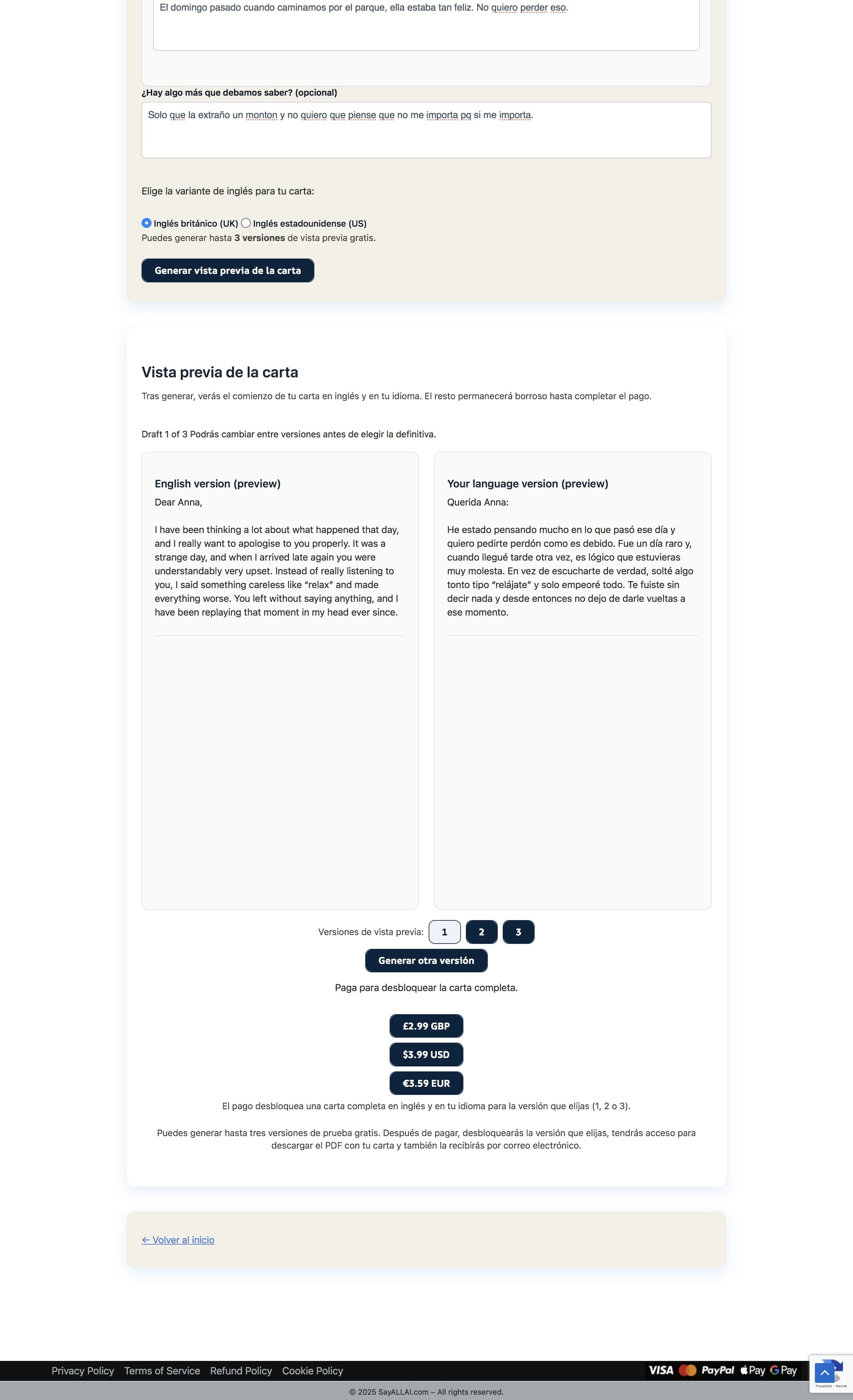 SayAllAI – AI Letter Generator - Screenshot 5 showing product features and functionality
