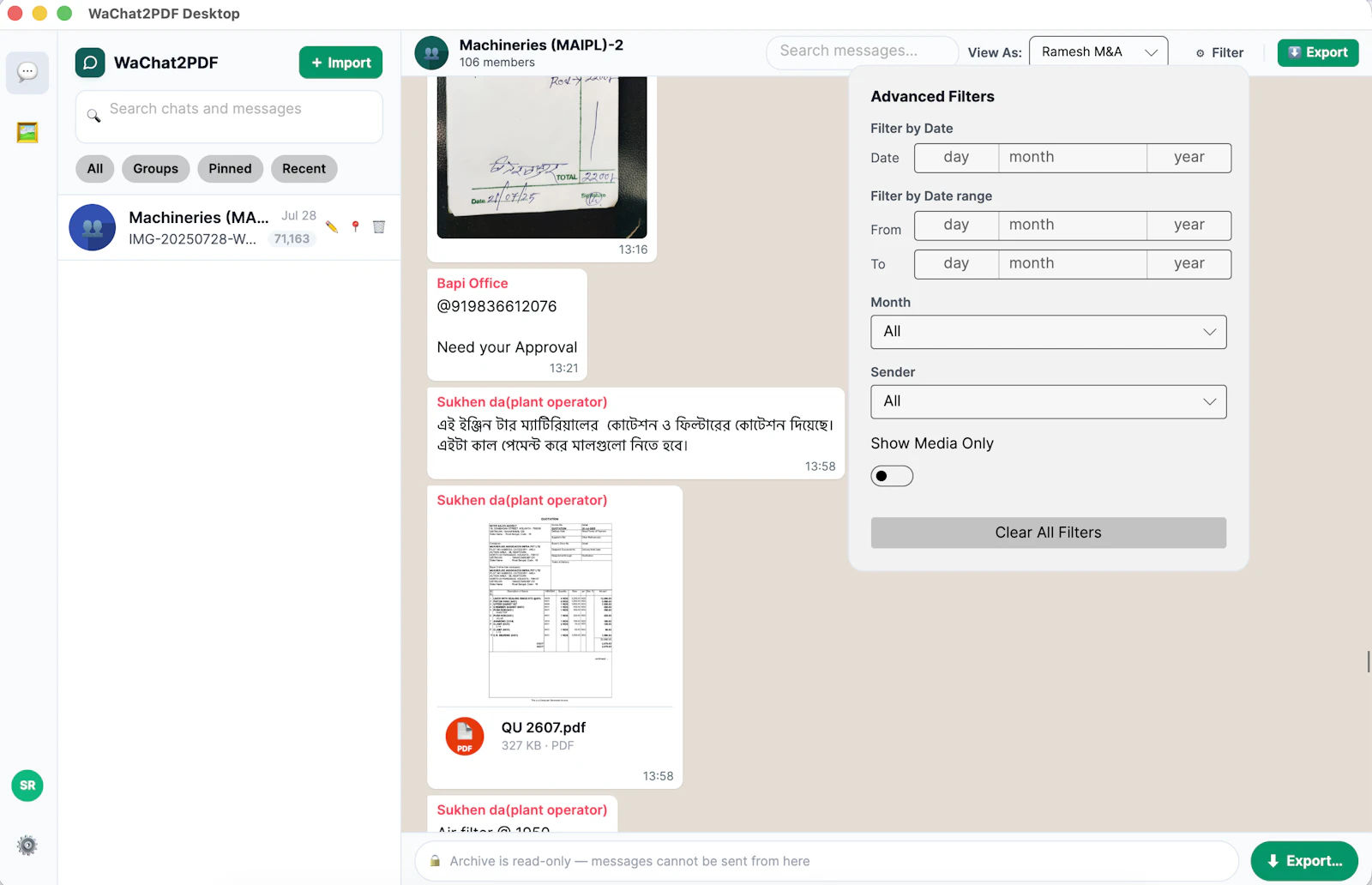 WaChat2PDF screenshot 4
