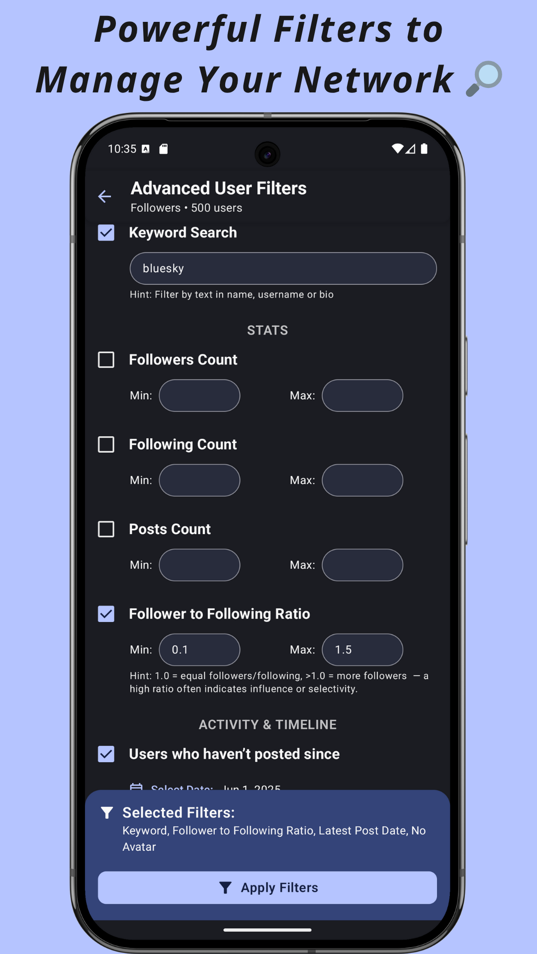 Bsky Tracker: Advanced Filters are LIVE. media 2