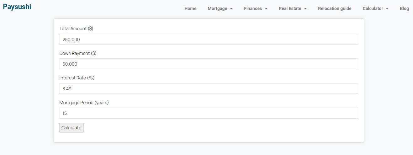 Paysushi Mortgage Hesap Makinesi - Kullanışlı çevrimiçi kredi ve ipotek hesaplayıcıları medya 2
