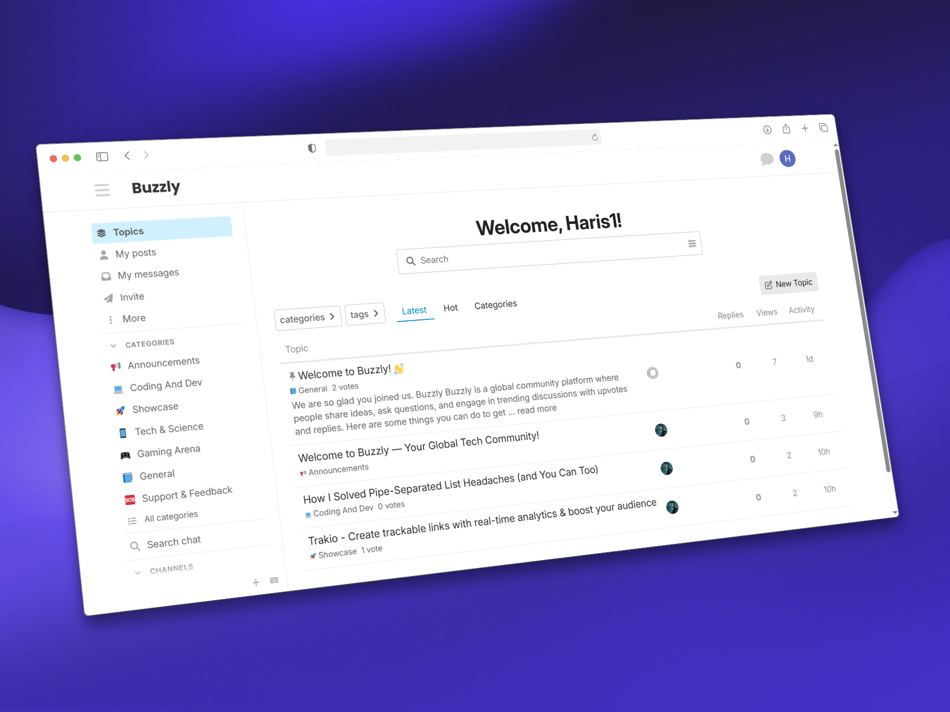 Buzzly - Main product screenshot demonstrating key features and user interface