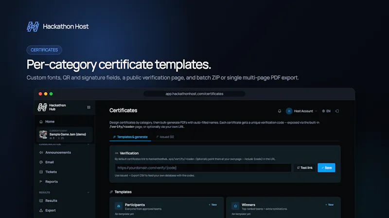 HackathonHost screenshot 2