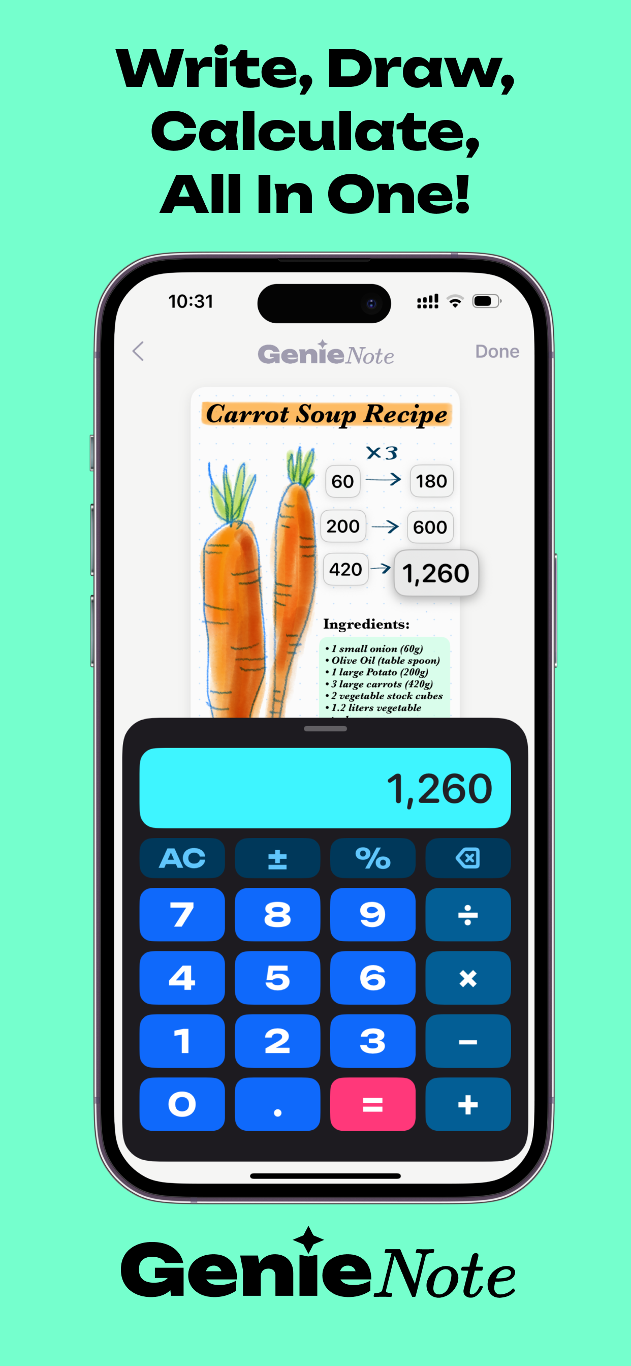 GenieNote - Scribble smarter with handwritten note & calculator widget media 4