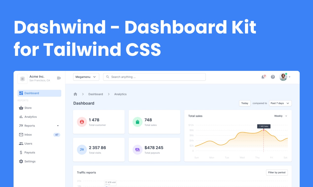 Dashwind: Dashboard Kit for Tailwind CSS gallery image