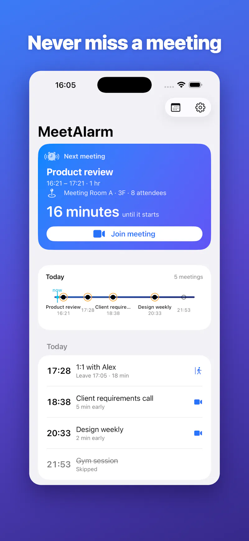 MeetAlarm screenshot 2