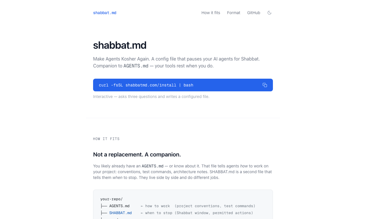 Shabbat.md - Screenshot 3 showing product features and functionality