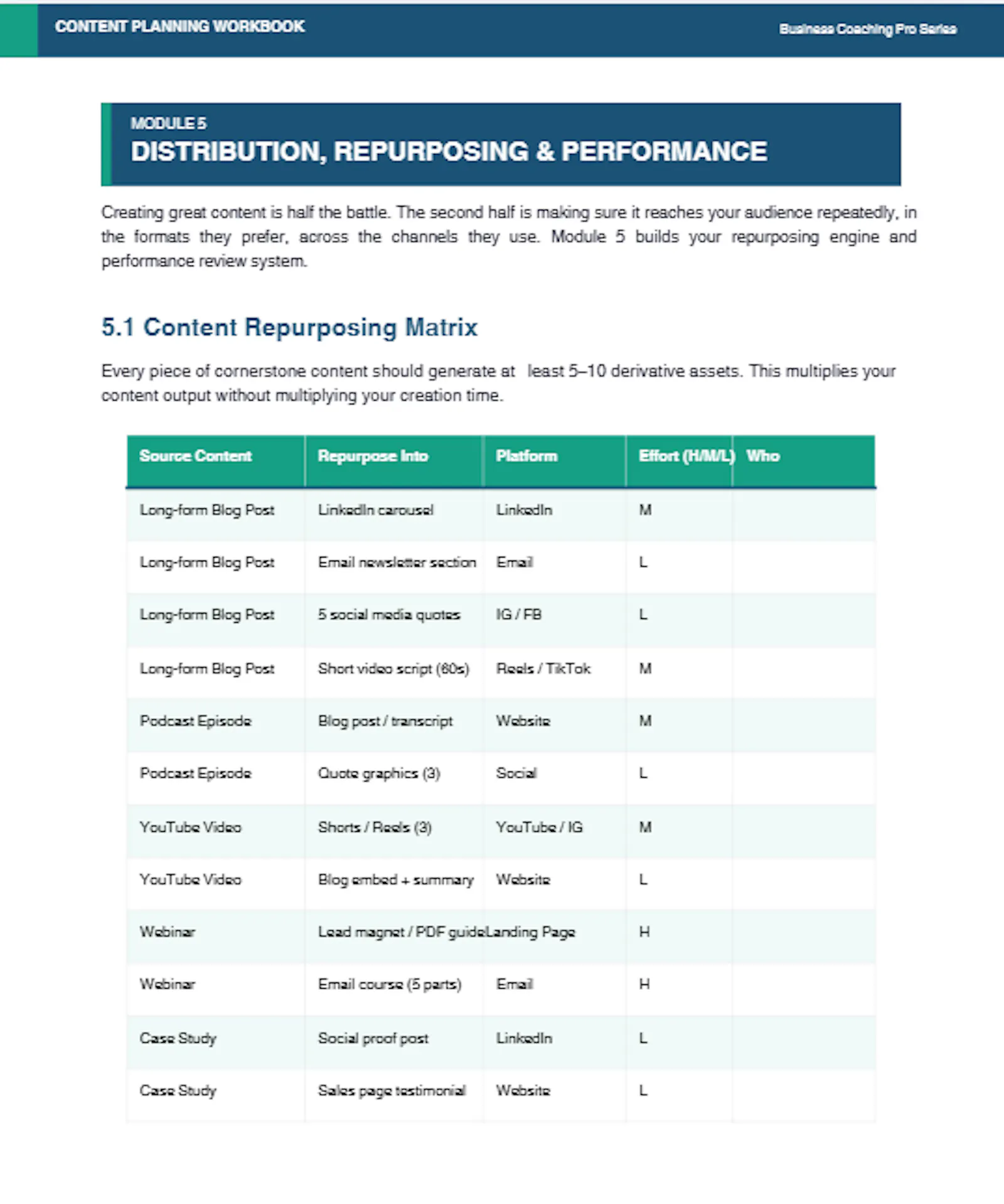 Content Planning Workbook screenshot 3