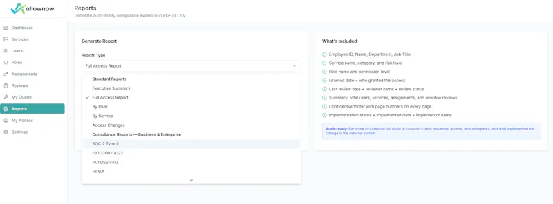 AllowNow — Access Compliance Manager screenshot 2