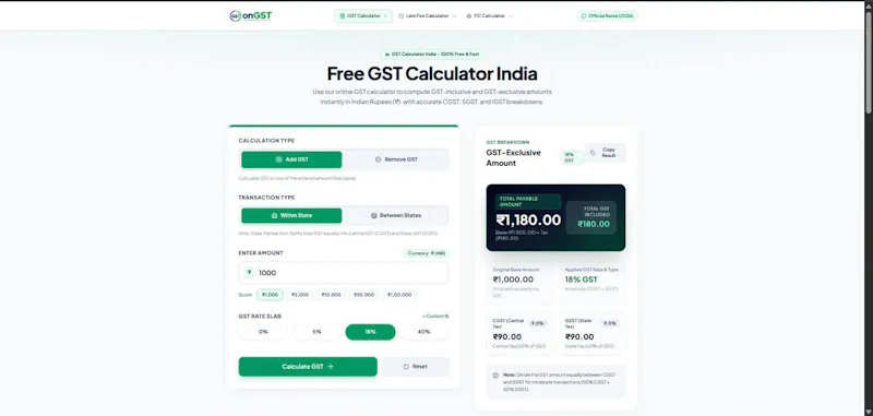 onGST Calculator screenshot 1