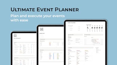 予算管理および経費追跡機能を表示する Notion Event Planner ソフトウェア インターフェイス