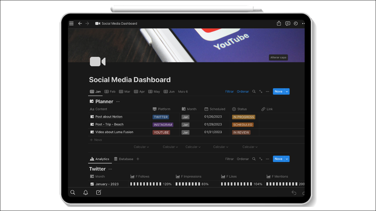 Dashboard sui social media media 2