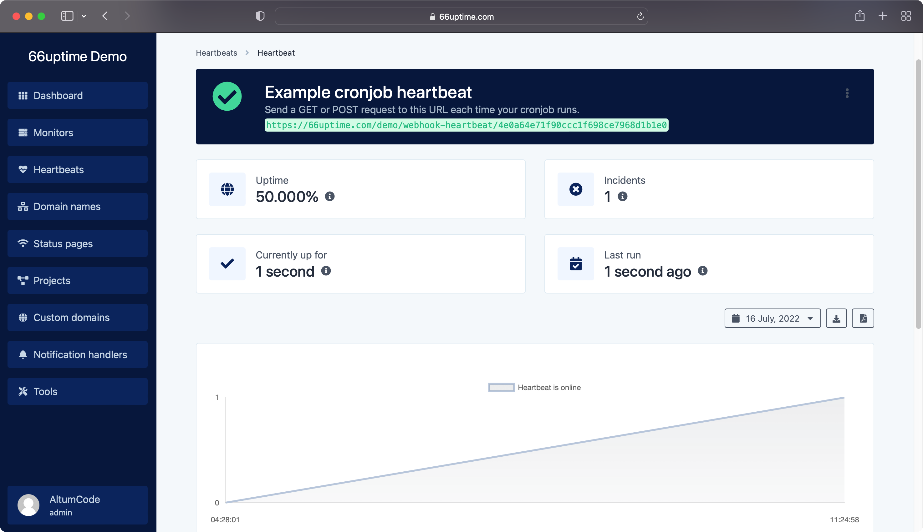 66ptime - Selbst gehostete und einfach zu verwendende Software zur Überwachung der Uptime. Medien 4
