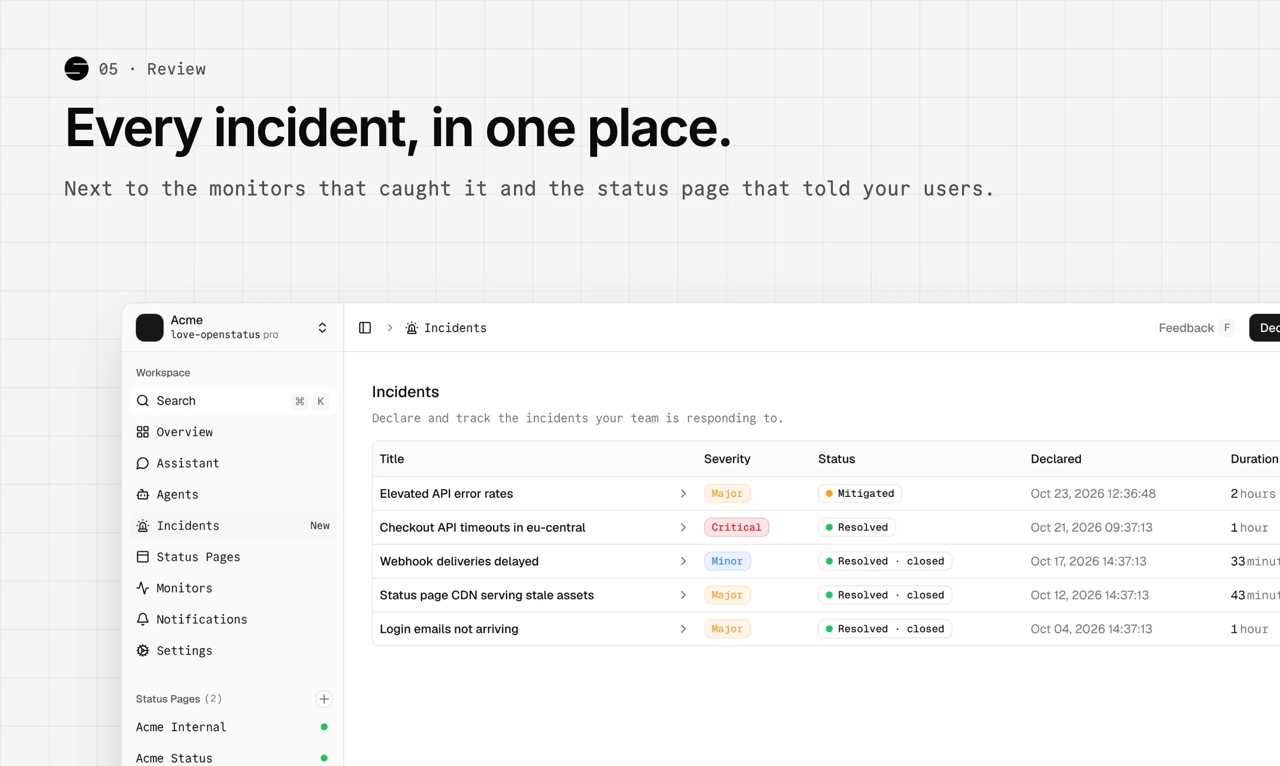Openstatus Incident Management gallery image