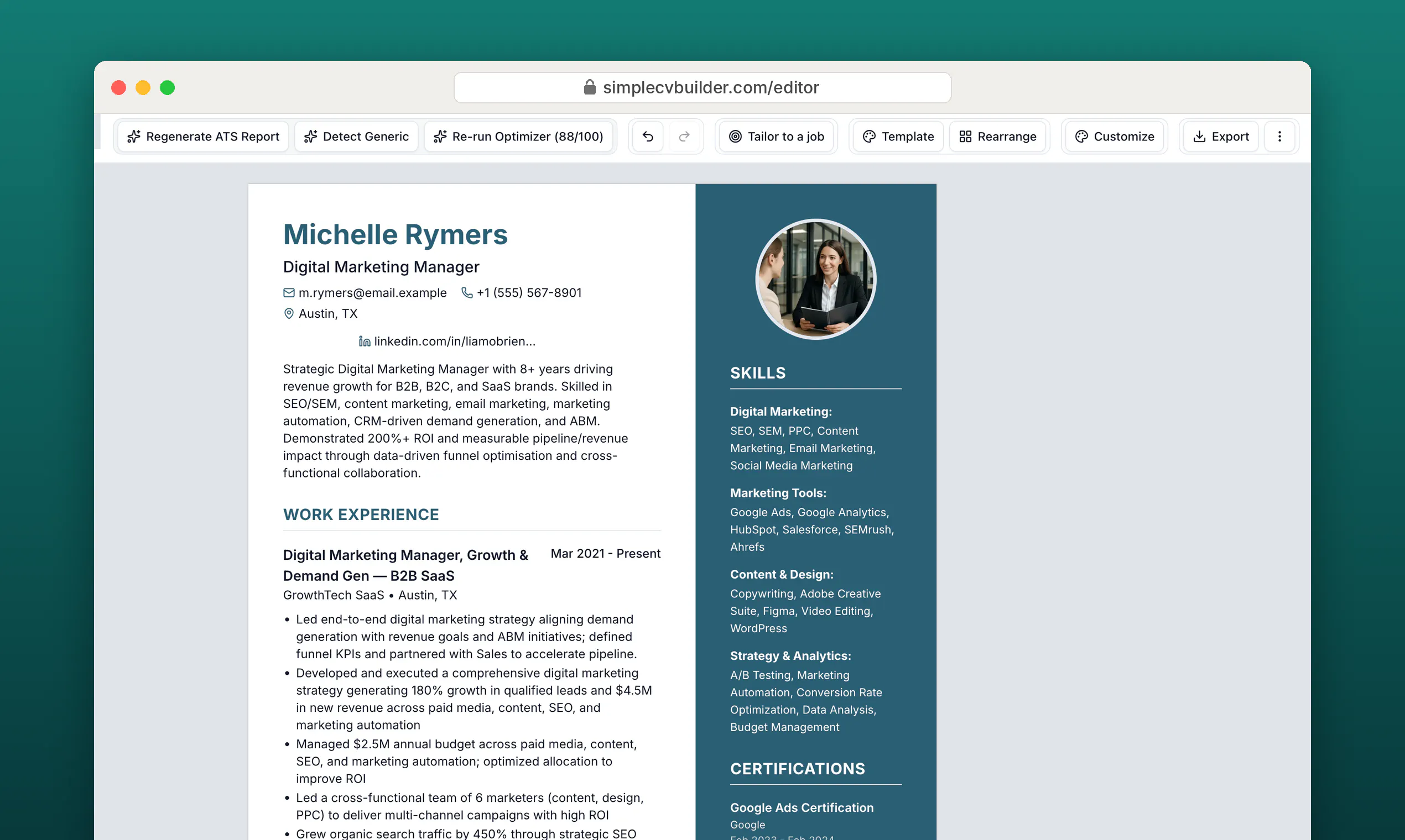 SimpleCVBuilder.com gallery image