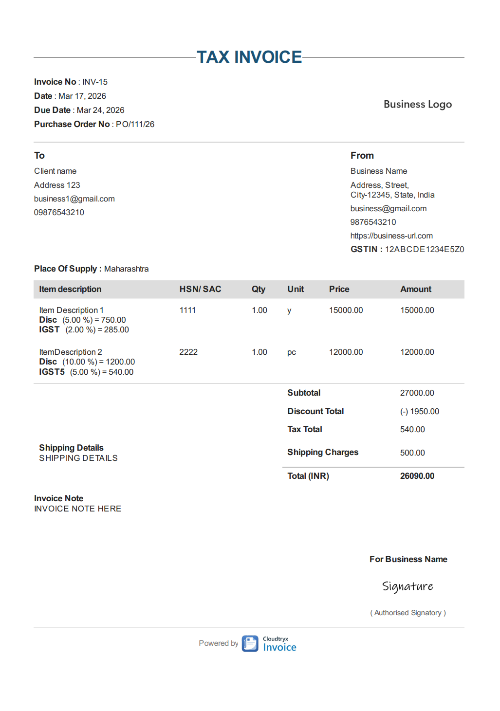 Cloudtryx Invoice gallery image