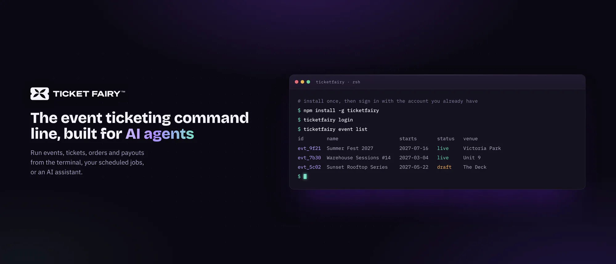 Ticket Fairy CLI