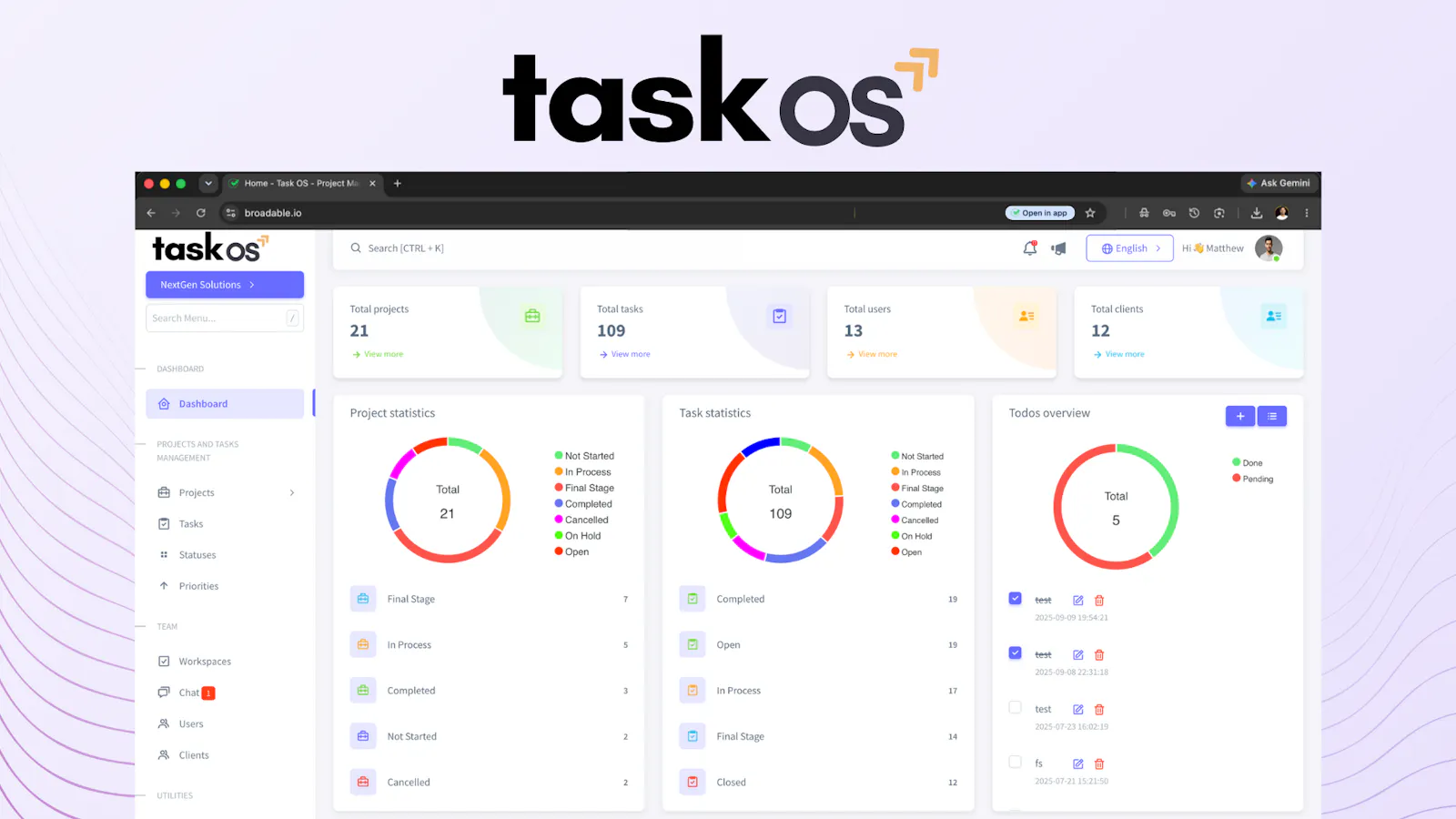 Task OS - Project Management System screenshot 1
