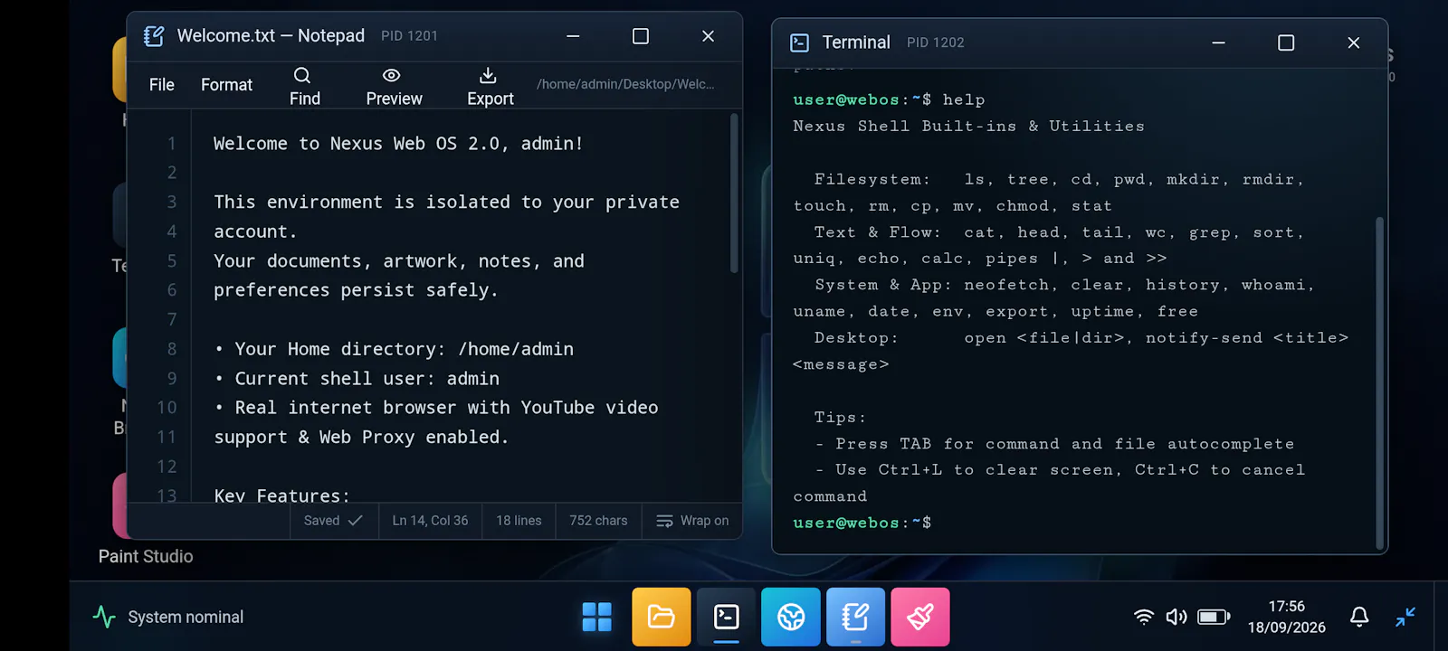 Nexus Web OS screenshot 1