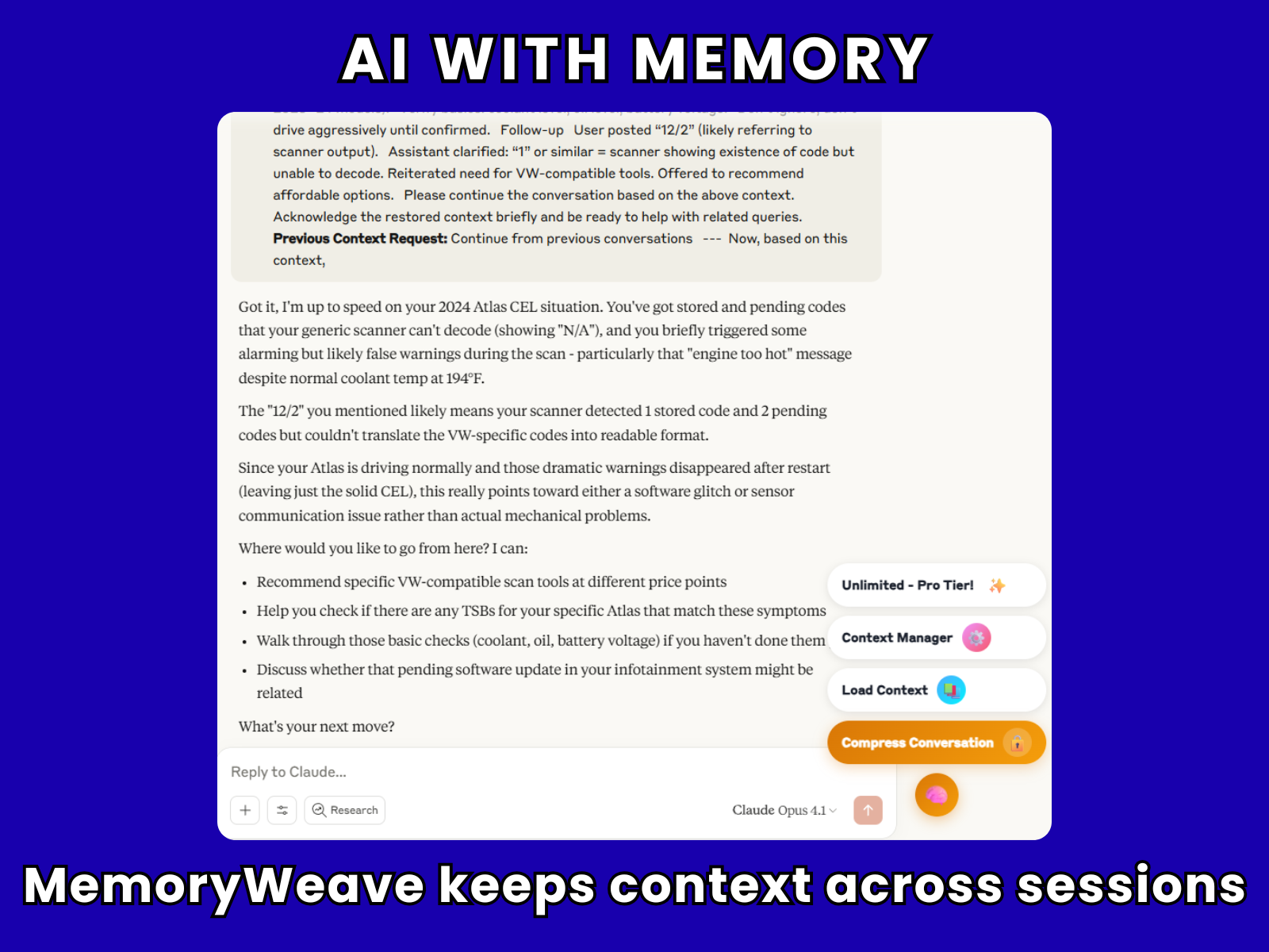 Memoryweave - Memoria persistente per Chatgpt & Claude, privato locale media 4