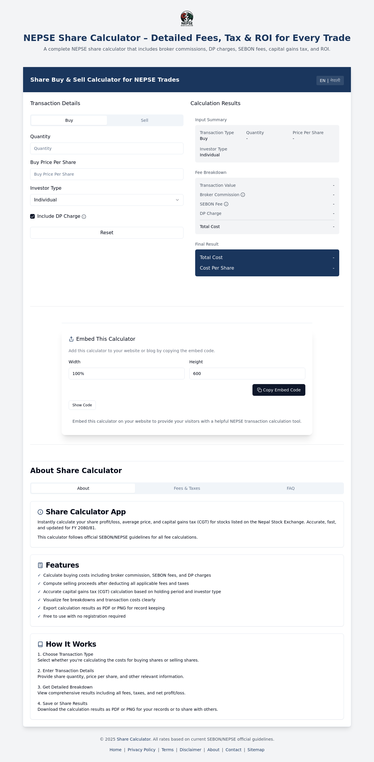 Deel calculator - Gedetailleerde berekeningsrapportkosten, belasting en ROI voor elke ruil media 2