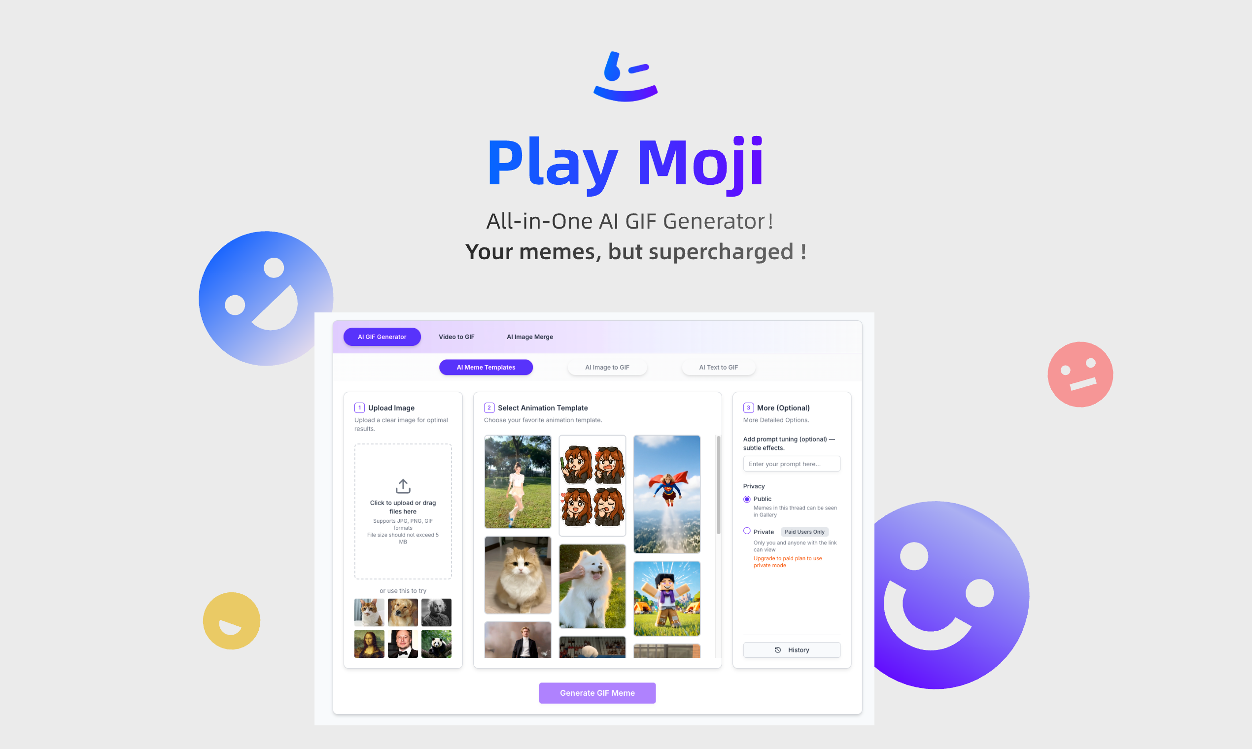 Média Playmoji - Générateur GIF AI tout-en-un.Vos mèmes, mais suralimentés! 2