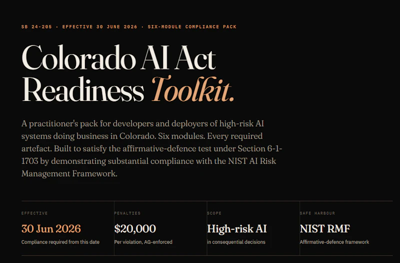 Colorado AI Act Readiness Toolkit screenshot 6