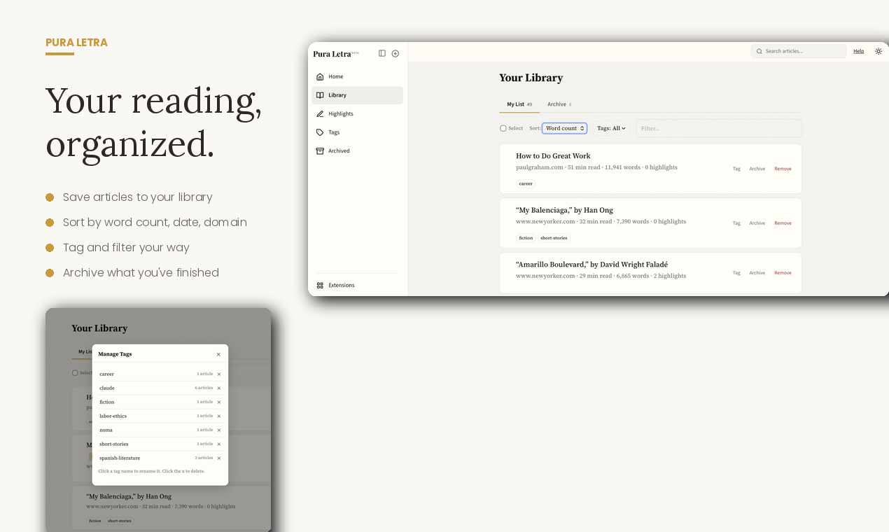 Pura Letra - Screenshot 4 showing product features and functionality