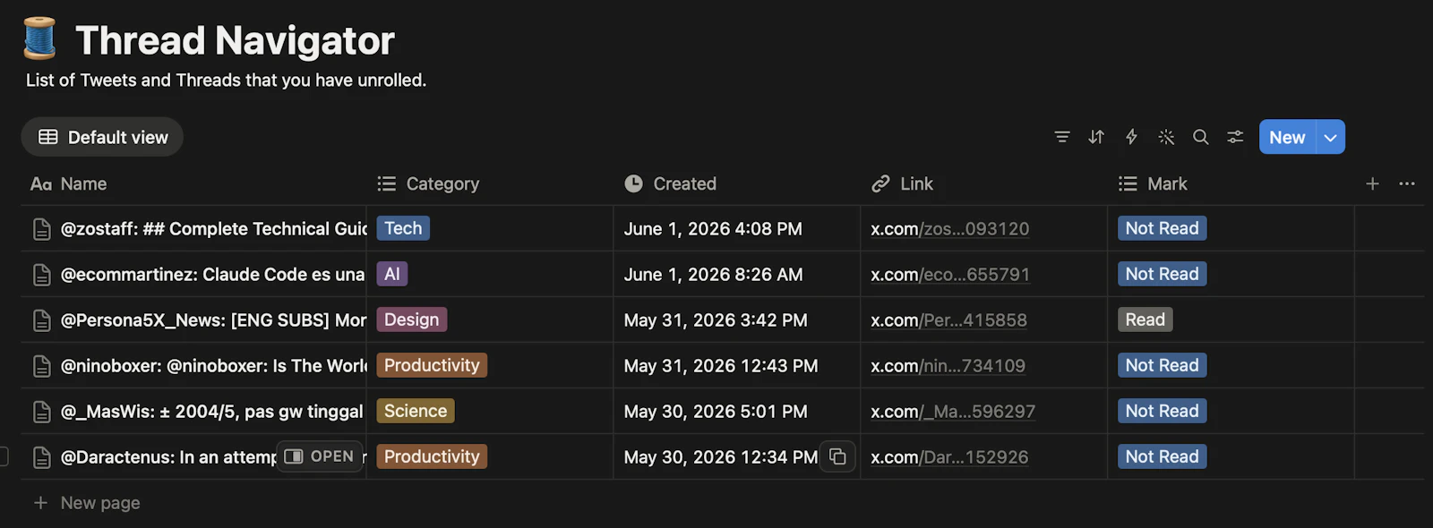 Thread second brain screenshot 3