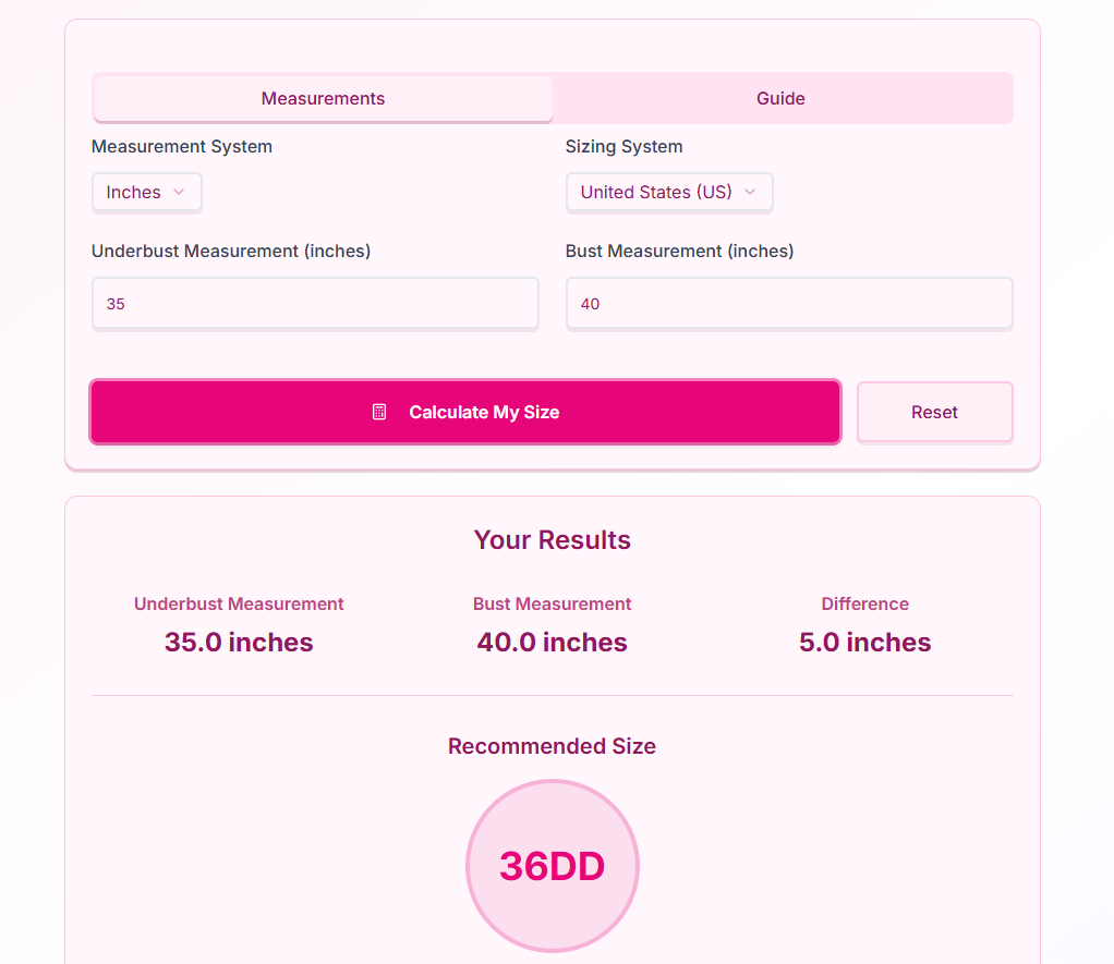 Calcolatore delle dimensioni del reggiseno - Trova la tua dimensione perfetta media 2