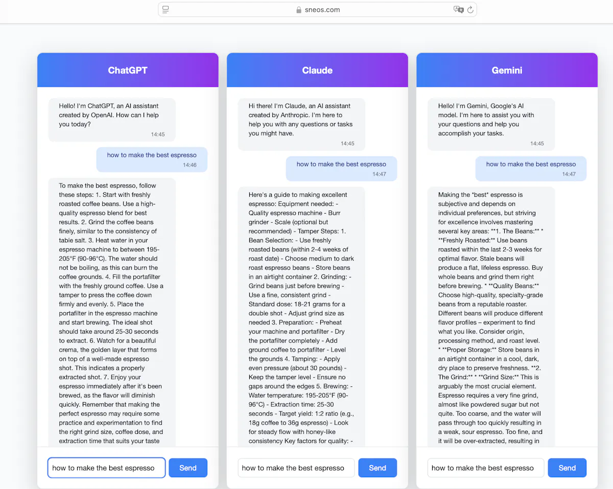 Sneos: Multi-Chat AI Assistant