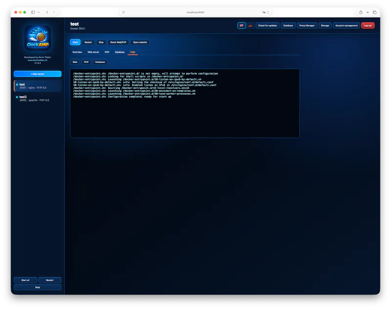 DockAMP Webstack Manager for Docker screenshot 8