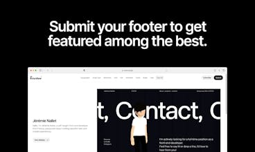 Capture d&rsquo;écran de la galerie Footer.design avec différents designs de pied de page pour inspirer la créativité dans l&rsquo;industrie du design digital.