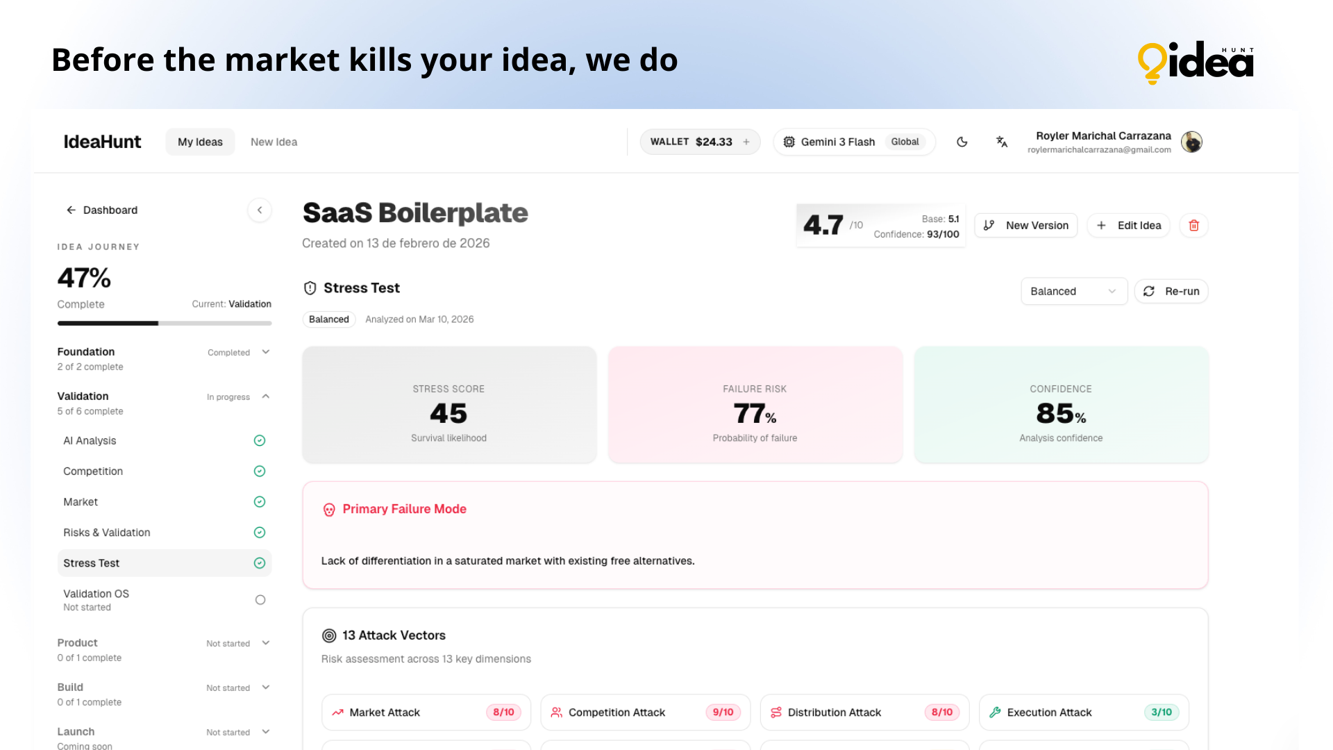 IdeaHunt - Screenshot 2 showing product features and functionality