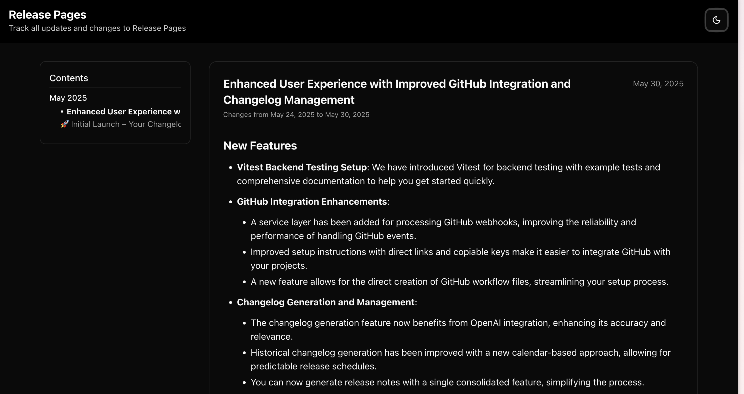 릴리스 페이지 - Github Commits에서 릴리스 페이지를 생성합니다 미디어 3
