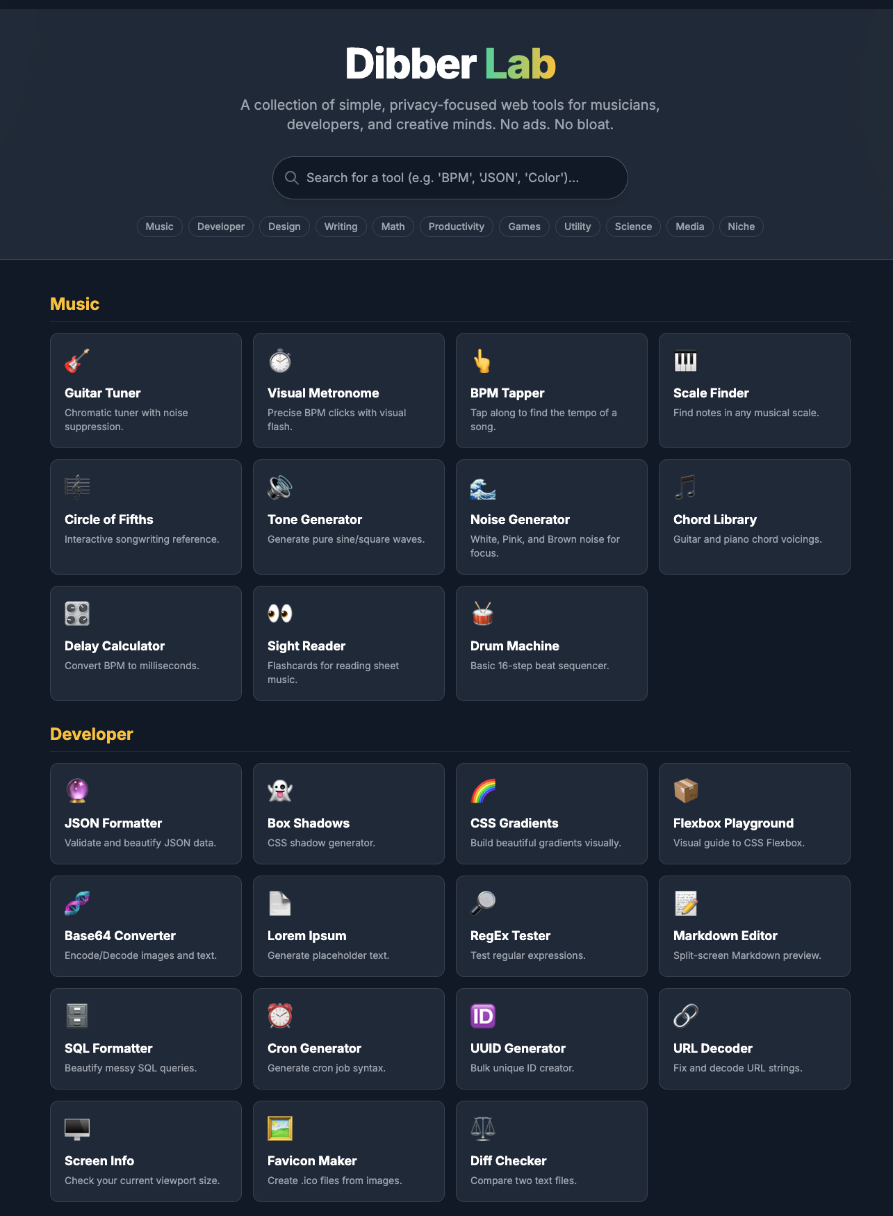 Dibber Lab - Main product screenshot demonstrating key features and user interface