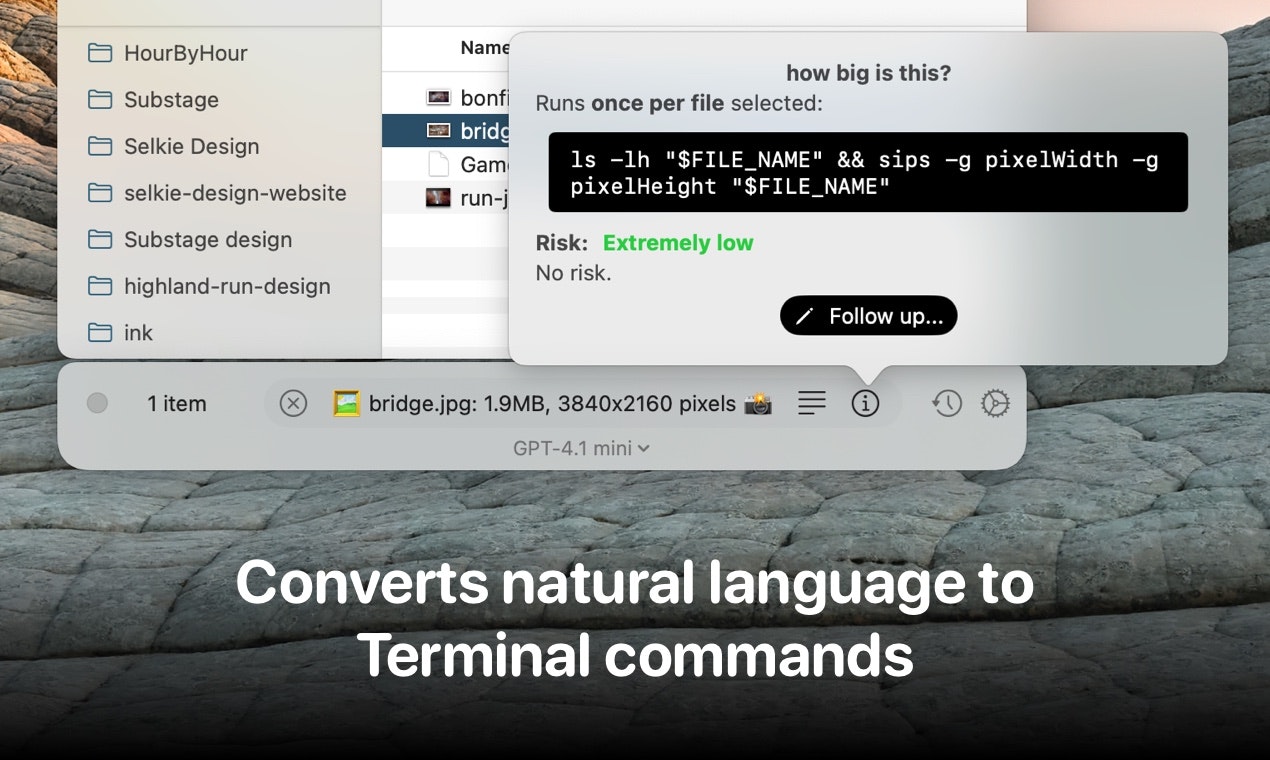 وسائط بدقة - شريط أوامر لغة طبيعي لنافذة مكتشف جهاز Mac الخاص بك 4