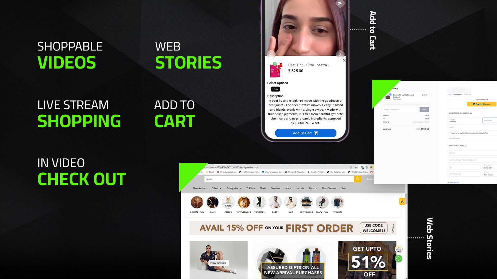 Mídia 3 de Comércio de vídeo de Blaash - Vídeos de compras, histórias da web e compras de transmissão ao vivo