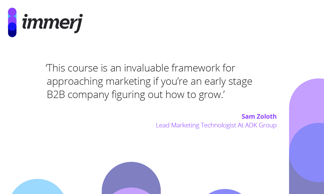 Immerj startup marketing course gallery image