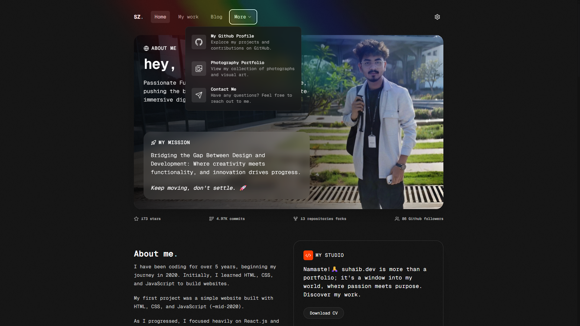 Mídia 6 de Portfólio de Suhaib - Portfólio moderno e limpo de um engenheiro de software