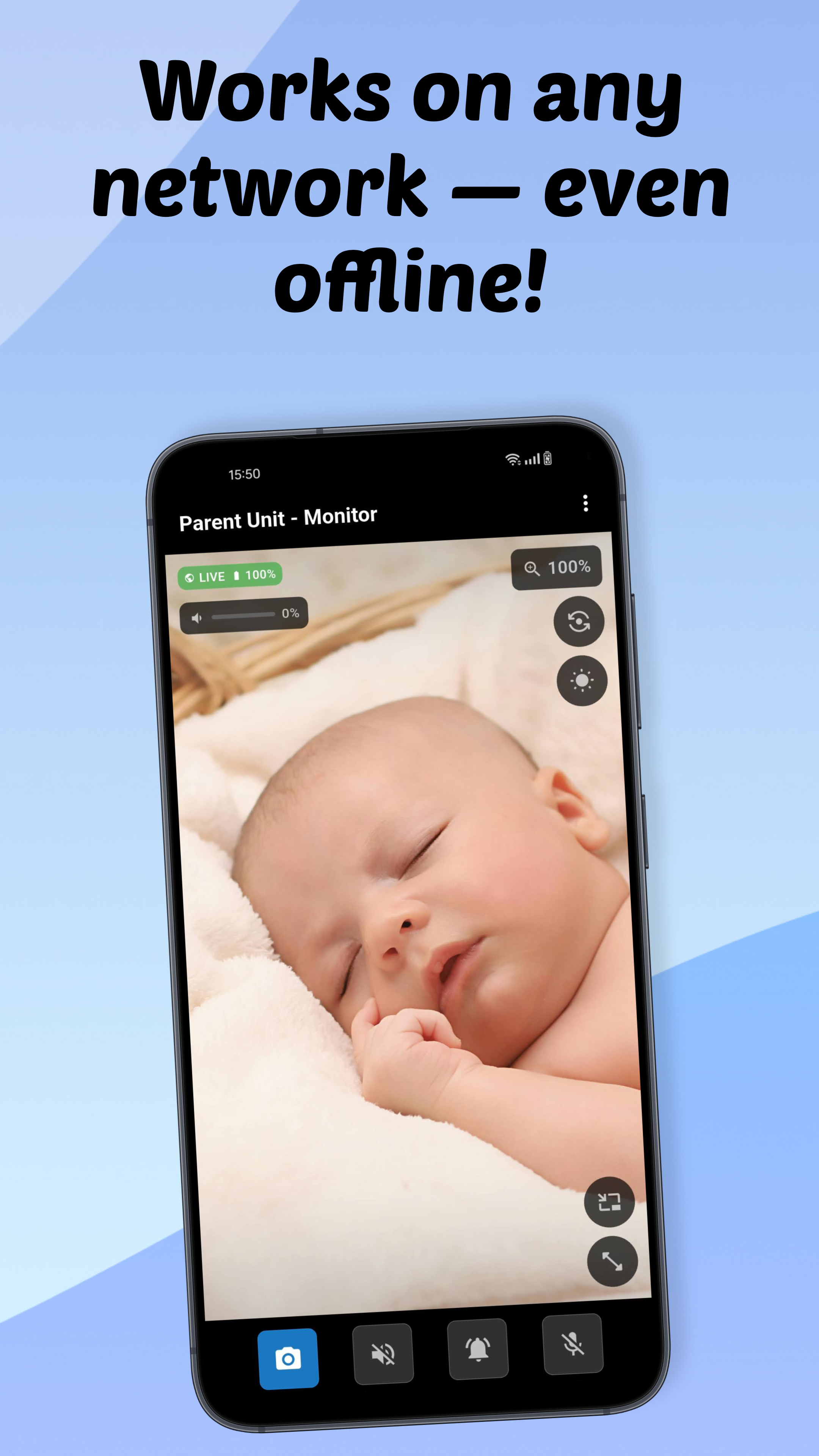 NannyCam Baby Monitor App - Screenshot 4 showing product features and functionality