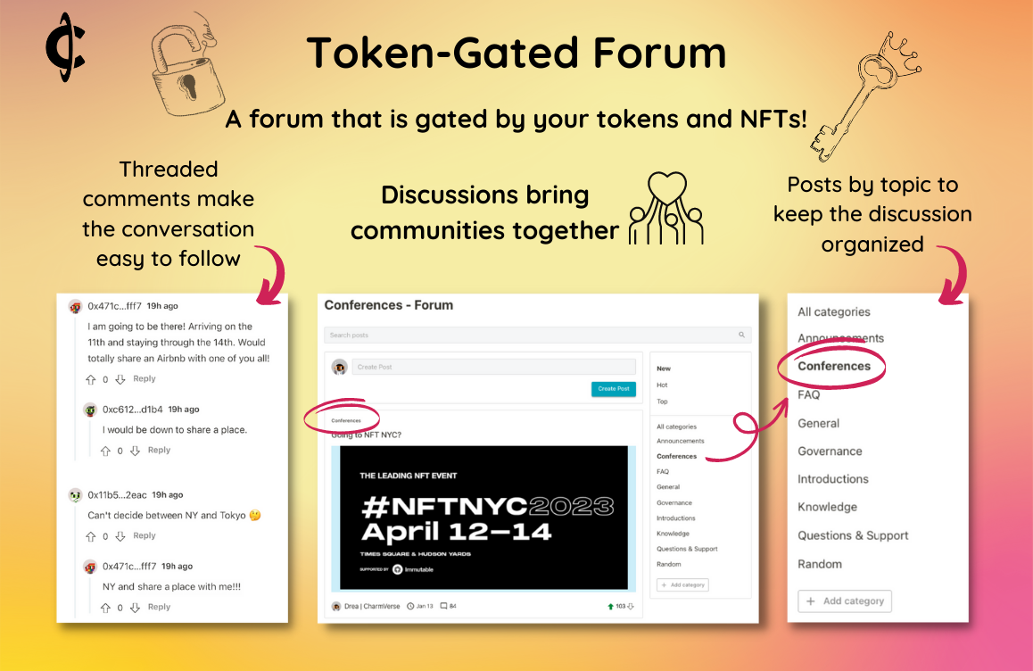 Mídia 3 de Fórum encantador - Tenha discussões estruturadas em sua comunidade de token