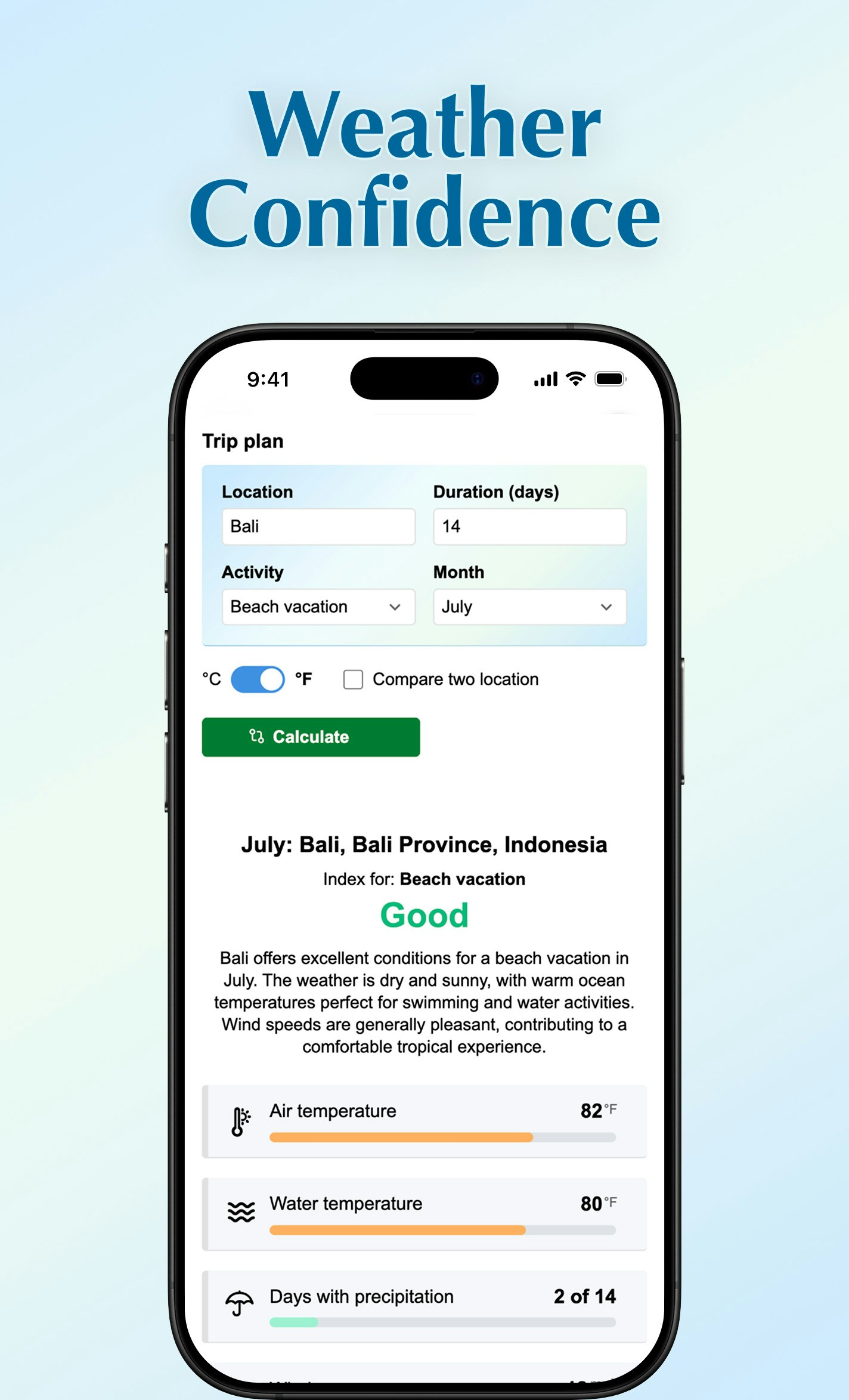 Vacation Index by World Weather  - Screenshot 2 showing product features and functionality