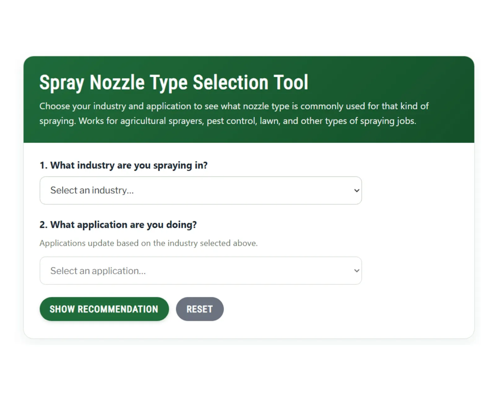 Spray Nozzle Type Selector screenshot 2