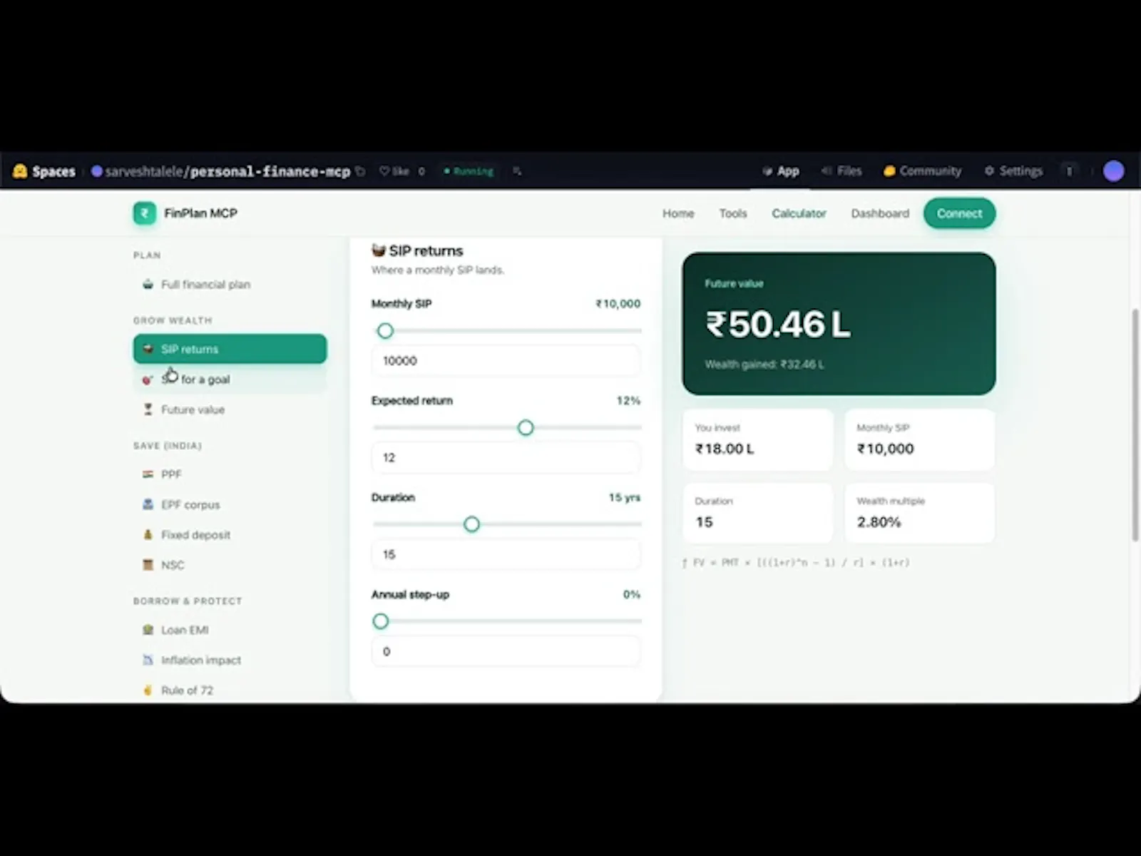 FinPlan MCP screenshot 1 (video preview)