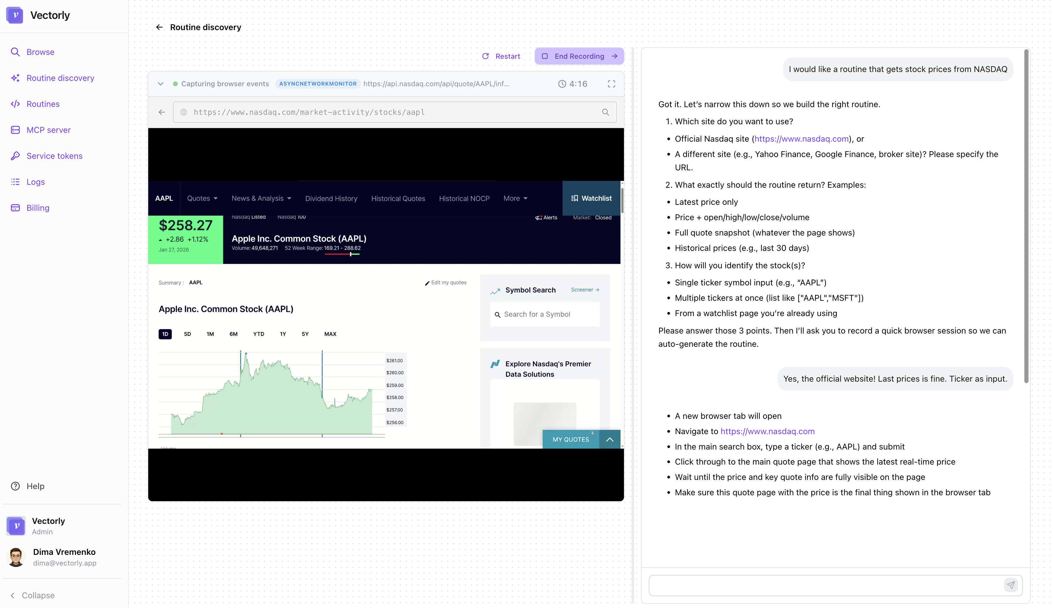 Vectorly: Turn websites into APIs - Main product screenshot demonstrating key features and user interface