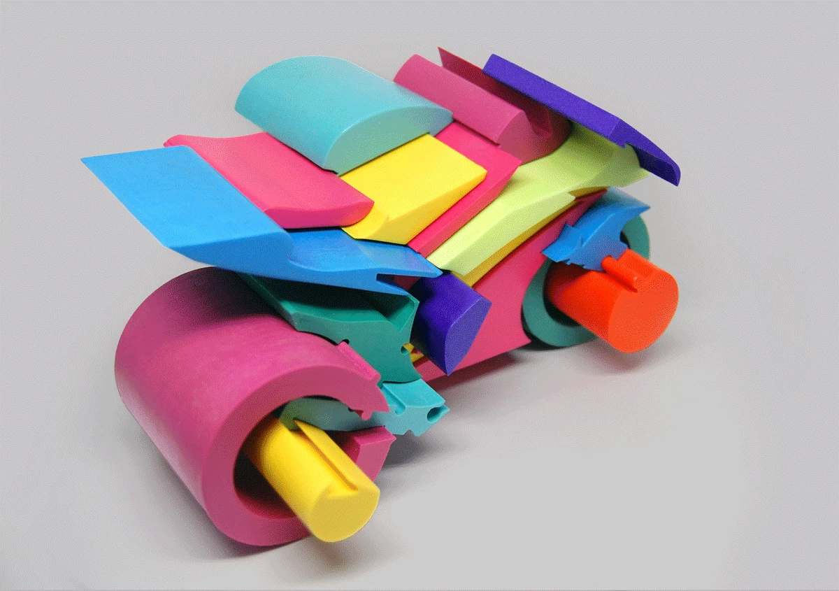 Motorbike puzzle and sculpture