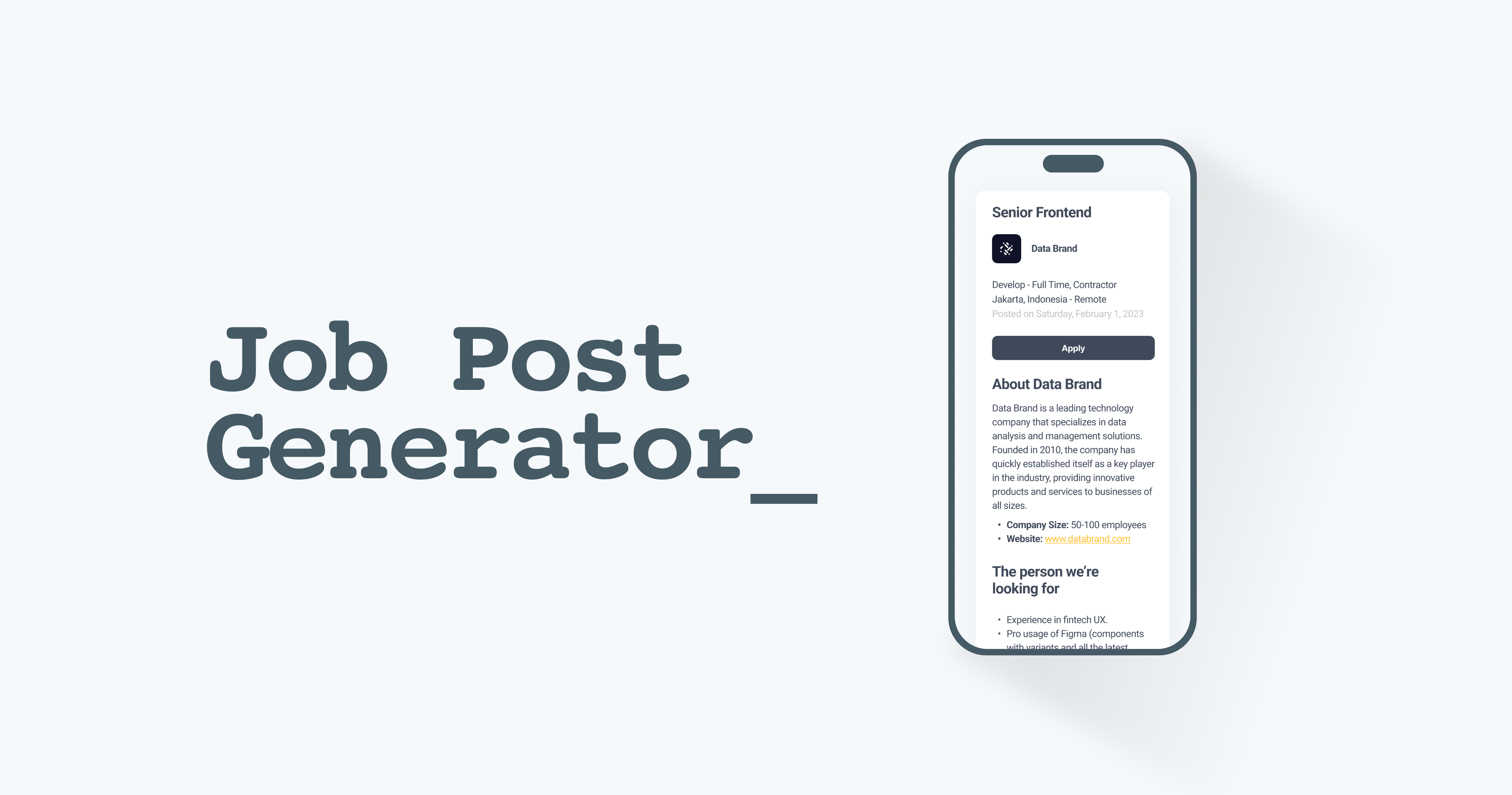 Job -Post -Generator - Setzen Sie Ihre Einstellung ein: JobpostGenerator.com liefert Qualität! Medien 1
