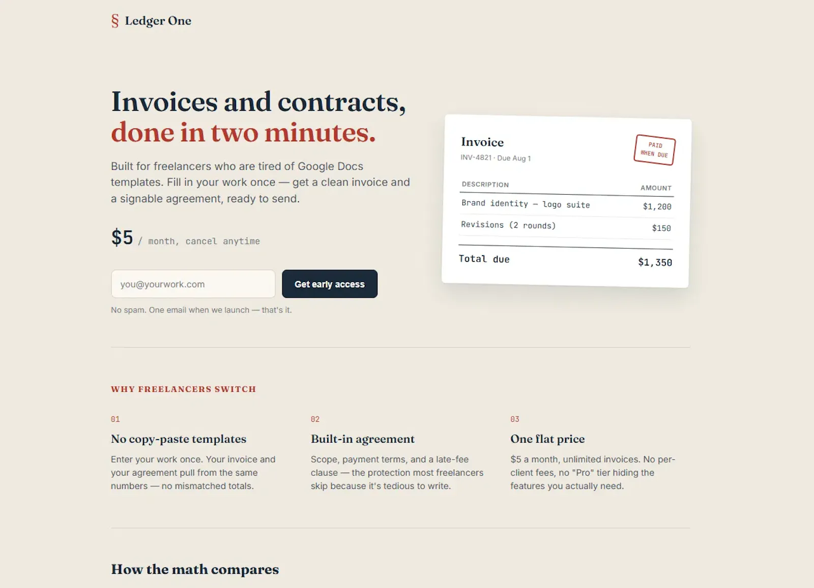 Ledger One — invoices & agreements screenshot 1